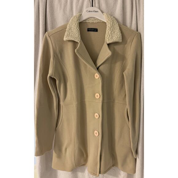Maclaud Tricot Women's Coat Off White Mid-Length Wool Blend w/Stretch - Picture 1 of 11